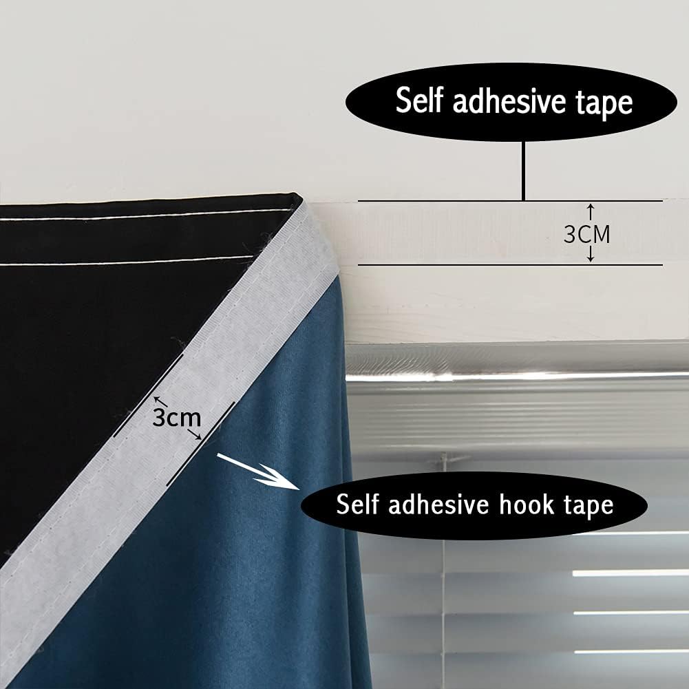 Autohesion Curtains for Windows,Bedroom Blackout Curtains for - Thermal Lnsulated No Drill Curtains Room Darkening Black Small Drapes, JILRON,(1 Panels,47Wx72L inch-Black)