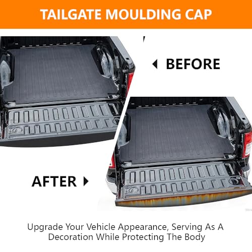 Image of G-PLUS Tailgate Spoiler Cap Molding Compatible with Ram 2500 3500 2019-2022 | 68364364AA Black Textured Tailgate Trim Cover 62.36 inch
