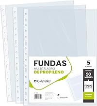 Casterli 109001- Perforated Transparent Multi-Drill Sleeves Folio-Glass, 90 Microns, Transparent, Made of Polypropylene - (5 Units, 90 Microns)