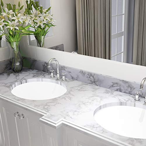 Art3D 120"X15.8" Self-Adhesive Wallpaper, Peel And Stick Grey Marble Paper, Matt #TOP3