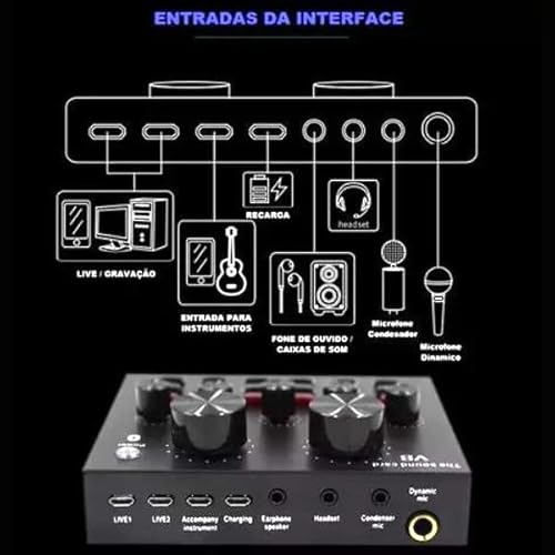 Kit Completo Interface Mesa BM800 Com Microfone Condensador Com Braço Articulado Locução Live Stream