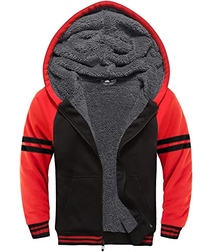 Image of V VALANCH Boys Hoodie Zip Up Fleece Lined Jacket Warm Sherpa Hooded Sweatshirts for Boys Girls 6-15 Years
