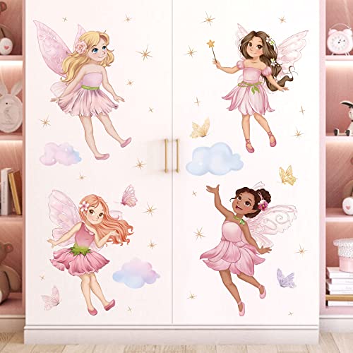 Wondever Fairy Wall Stickers Elves Butterfly Girls Peel And Stick Wall Art Decals For Girls Bedroom Kids Room Baby Nursery #TOP3