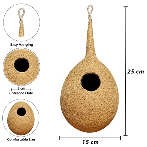 Organic-Large-Size-Bird-NEST-Set-of-Two-Purely-Made-by-Bird-Building-Technique-Bird-House-Hanging-Wall-Mounting-Tree-Mounting-Pack-of-1