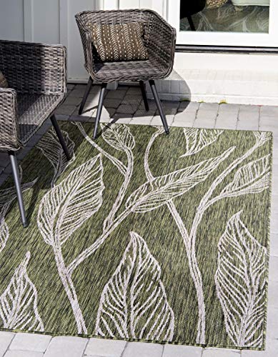 Tapete Outdoor Botanical Collection 5'1'' x 8' Verde/Ivory miniatura 1