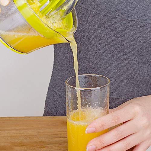 Green Lemon Manual Hand Squeezer - Citrus Orange Juicer Manual Hand Squeezer, with Built-in Measuring Cup and Extraction Egg Separator Ginger Grater, Anti-Slip Lid Rotation Reamer Lime Press, 12Ounce - Thumbnail 2