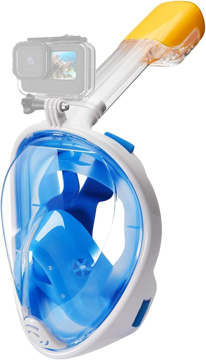 Máscara de buceo, cara completa de 180°, máscara de buceo, respiración libre, tecnología antigolpes y antifugas, con diadema ajustable, adecuada para adultos, adolescentes, niños