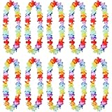 24 cadenas hawaianas, guirnaldas decorativas hawaianas, para fiestas de piscina, collares de colores para niños y adultos, playa, tropicales, cumpleaños, playa, fiestas, accesorios decorativos
