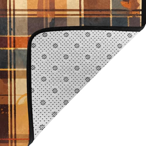 Tapis imprimé rétro écossais velours fin lavable résistant 150x100