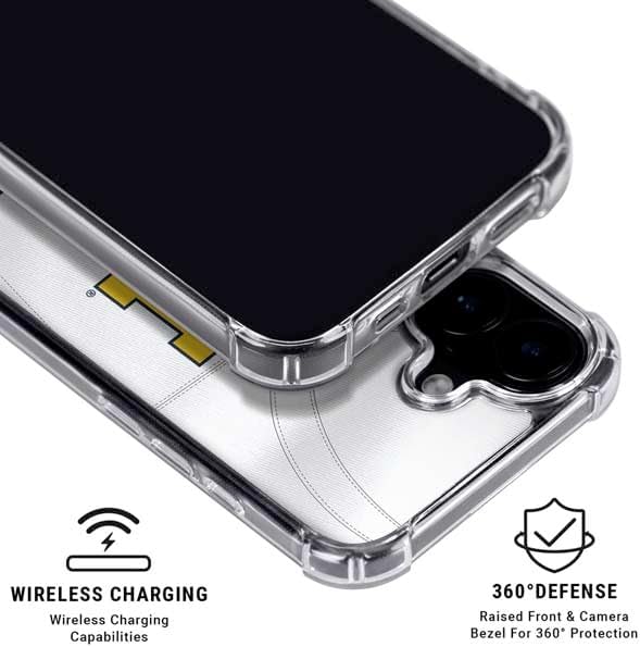 Skinit Clear Phone Case Compatible with iPhone 16 - Officially Licensed University of Michigan White Jersey Design