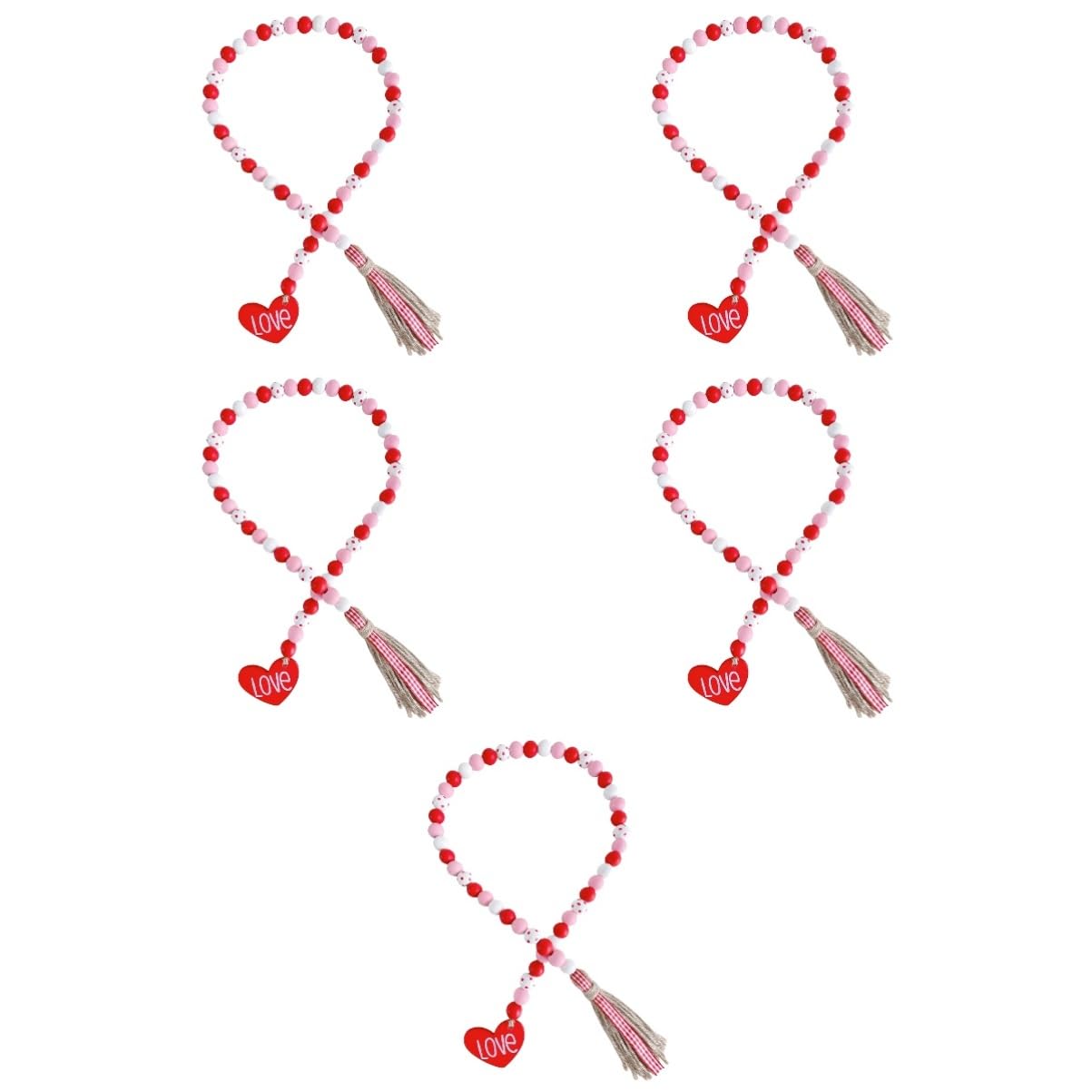 Abaodam 5stücke Valentinstag Holzperlengirlande Mit Quasten Rustikale Holzperlen Dekoration Für Tisch Und Hochzeiten Für Romantische Anlässe Schafft Festliche Atmosphäre Und Stilvolle