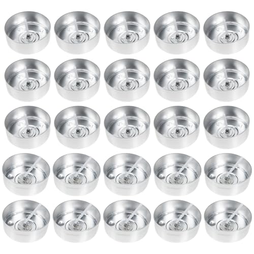 DOITOOL 200 juegos Moldes de Aluminio para Velas de Té DIY Juego de Cápsulas Redondas con Mechas para Manualidades Aromaterapia y Velas Artesanales Sin Olor Superficie Lisa Fácil de