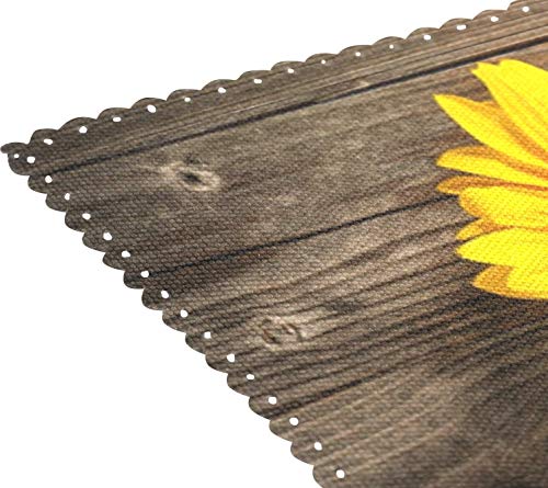 Wamika Beautiful Sunflowers Placemats Set Of 6 Wood Board Florals Table Mats Spring Summer Autunm Place Mats For Kitchen Dining Decor Heat Resistant Non-Slip Washable 12 X 18 In #TOP3