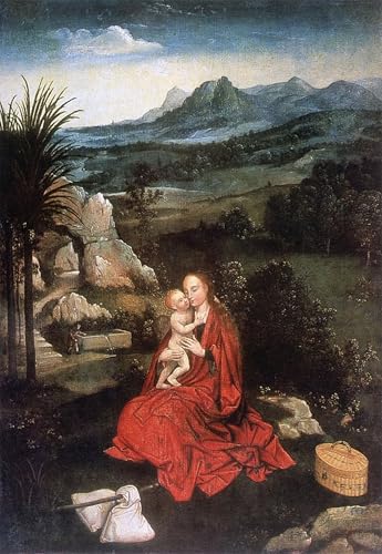 XcBAIHOUD Pinturas Famosas Mural Pintura Cuadros Popular il Riposo durante la fuga in Egitto di Joachim Patinir para Regalo 60x90cm