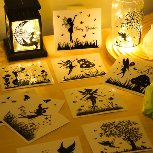 Image of 24 Pieces Fairy Silhouettes Rub on Transfer Stickers for Halloween Crafts