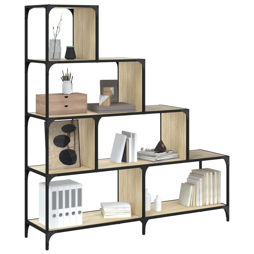 Libreria in rovere Sonoma, 4 ripiani, 139 x 33,5 x 149 cm, divisorio per soggiorno, ufficio, camera da letto, cameretta dei bambini e corridoio