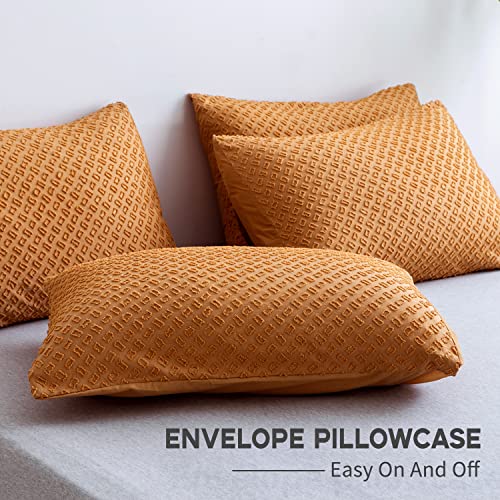 Jellymoni Rust Duvet Cover King Size - Soft Microfiber King Duvet Cover Set, With Zipper Closure & Corner Ties, 3 Piece Rectangle Embroidery Tufted Bedding Set For All Seasons (No Comforter) #TOP5