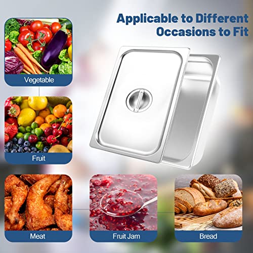 Restlrious Hotel Pan Full Size Stainless Steel Steam Table Pan With Lid, 4" Deep Chafer Food Pan, Pack Of 4 Stackable Anti-Jam Steam Pan For Hotel, Restaurant Supplies, Party, Buffet & Event Catering #TOP5