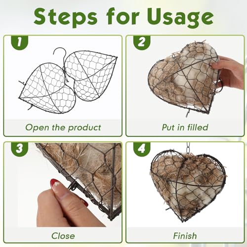 Image of Menkxi 2 Pcs Bird Nesting Material, Hummingbird Nest Material, Heart Shaped | Refillable Nestings Accessories for Hummingbirds and Wild Bird, Natural Nesting Fiber Cotton, Garden Decoration Gifts