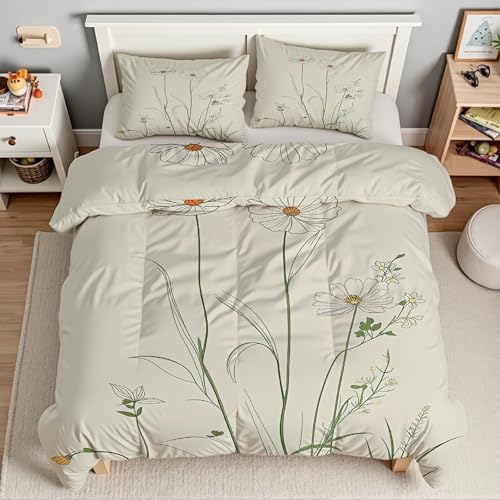 Housse de Couette 160x200 Marguerite Anti-Glissement avec Fermeture Éclair Pratique - 3