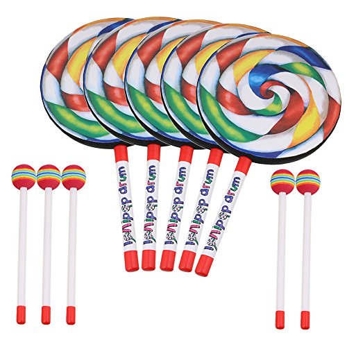 200mm Lollipop Shape Hand Drum Percussion Musical Instruments 5pcs