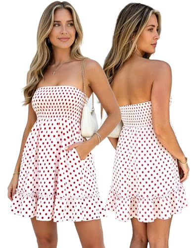 Image of EG CHRIS G Summer Dresses for Women Strapless Tube Top Mini Dresses Beach Boho Sundress 2025