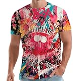 Camiseta de manga corta para hombre con diseño informal hip hop camiseta hip hop con estampado de manga corta, deportes, vacaciones y senderismo todo el año, Hot Rosa5, XL