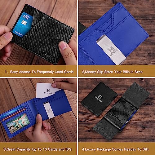 Mens Slim Wallet with Money Clip Bifold RFID Blocking Front Pocket Wallets Credit Card Holder (Blue)3