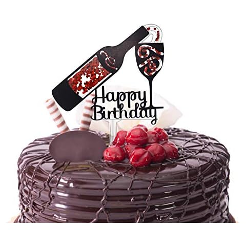 Happy Birthday Wine Themed Cake Topper Cover