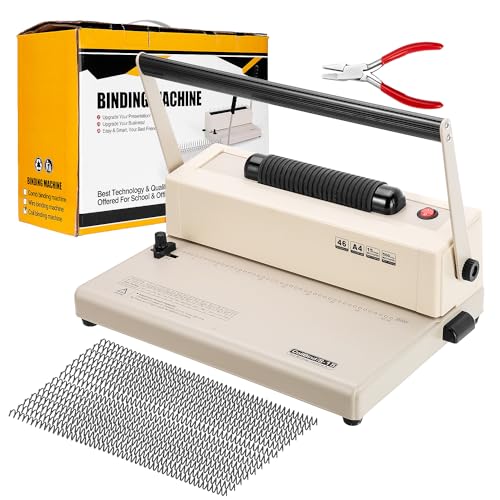 POWLAB Spiral Coil Binding Machine with Electric Inserter - 15 Sheet Punch Capacity for LTR/A4/A5 - Includes Crimper&100pcs 5/16'' Plastic Coils - Ideal for Home, School, Business Use