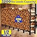 Amagabeli 8ft Firewood Log Rack Outdoor Heavy Duty Logs Holder for Fireplace Indoor Outdoor Adjustable Wood Racks for Fire Wood Holder Metal Pile Stand Storage Stacker Organizer Black