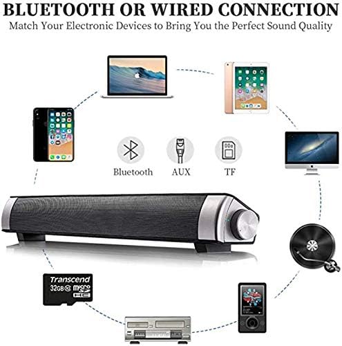 Flytop Bluetooth Sound Bar Wired & Wireless Long-Standby Knob Design Speaker for PC/Phone/Laptop/TV…