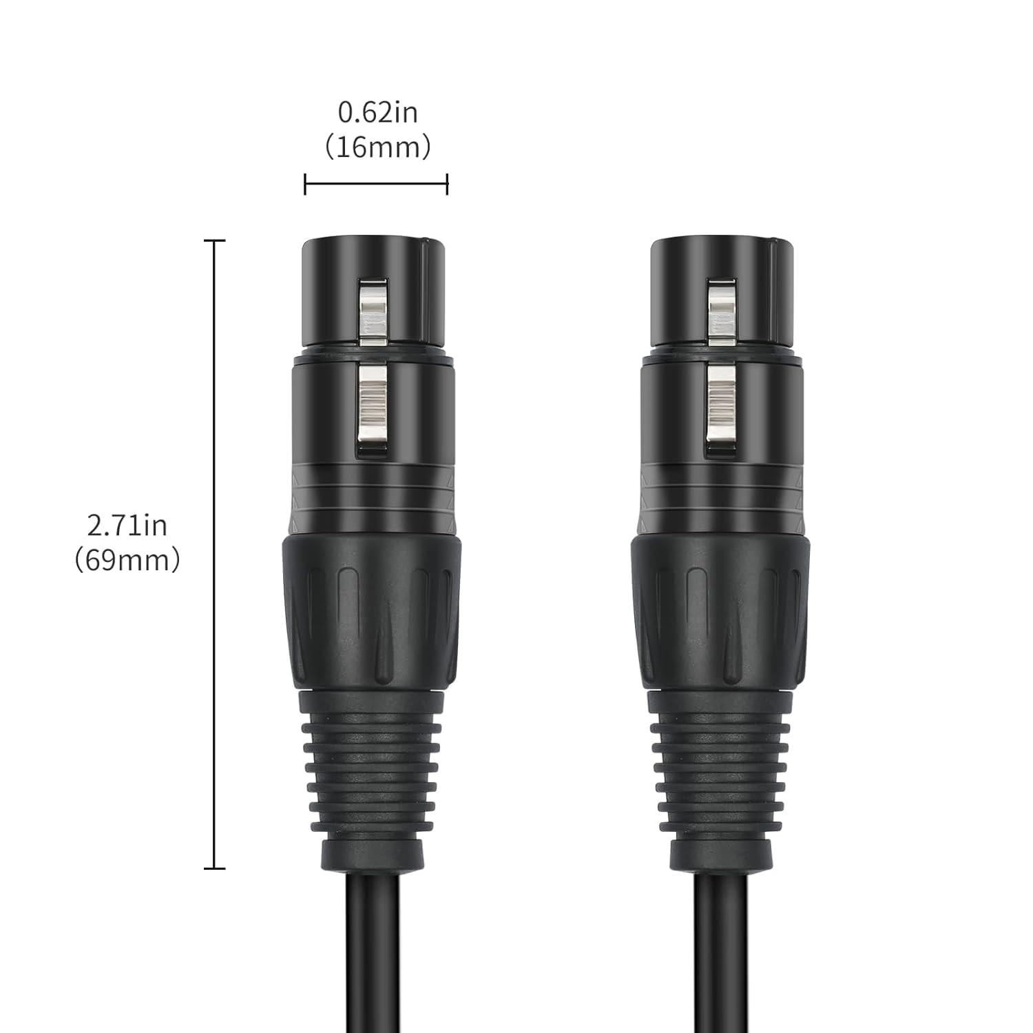 Confezione da 2 cavi audio professionali bilanciati da XLR femmina a femmina, 10 m, con connettori placcati in oro e rame privo di ossigeno, per sistemi di studio, palcoscenico, PA