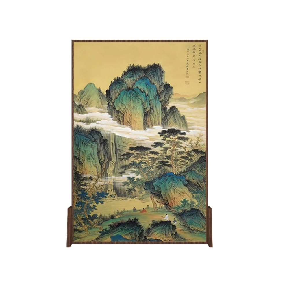 Privacy Screen Retro Landscape Screen Partition Living Room Decoration Background Wall Porch Block Study Bedroom Solid Wood Room Divider