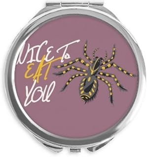 Insect Spider Cobweb Illustration Pattern Hand Compact Mirror Round Portable Pocket Glass