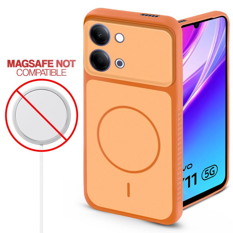 Image of Mr. Case Back Cover for Vivo Y11 5G | Ring Design Protective Case with Camera Cut Protection | Anti Slip Grip | Shockproof Mobile Cover - Orange