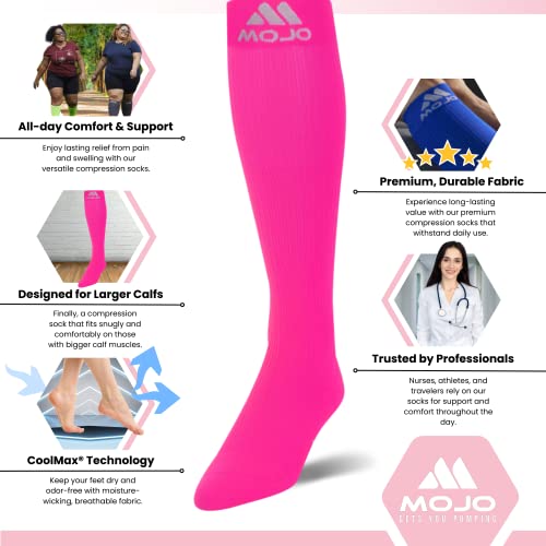 Mojo Premium Compression Socks - 20-30 Mmhg Premium Coolmax Support For Enhanced Recovery & Performance - Medical-Grade Socks For Men & Women - Boosts Circulation & Reduces Swelling - 1 Pair #TOP2