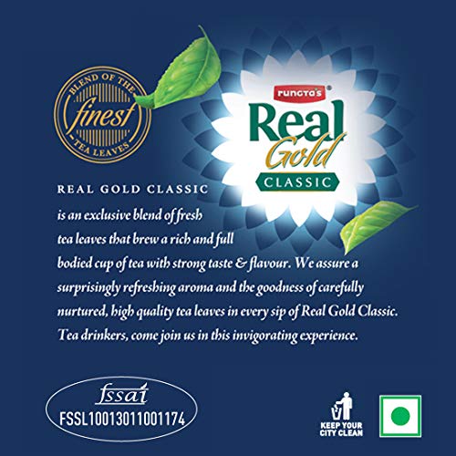 Image of Rungtas Real Gold Classic Darjeeling Tea - 750g | Premium Blend of Fresh Kadak Ctc Chai | Darjeeling Premium Black Long Leaf | Pack of 3