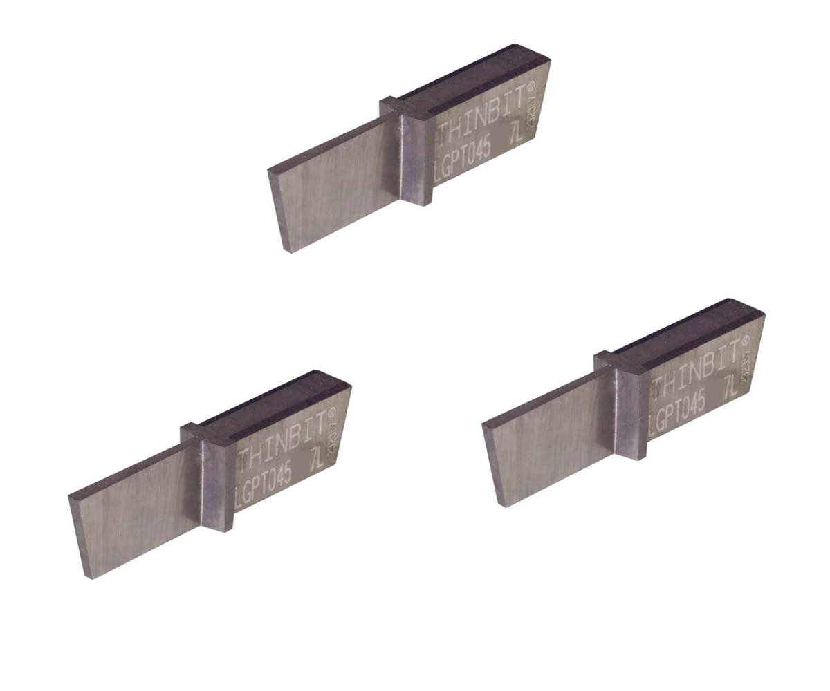 THINBIT 3 Pack LGPT045D57L 'L' Series, Uncoated Carbide, Parting Insert for Non-Ferrous Alloys, Aluminium and Plastic Without Interrupted Cuts