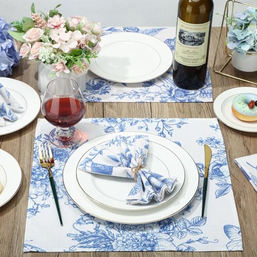 Vitalcozy VITALCOZY- CLOTH NAPKINS-62 24 Pcs Cloth Napkins Plants Butterfly Soft Reusable Napkin Country French Cotton Dinner Napkins Absorbent Decorative Washable Napkins thumb #2