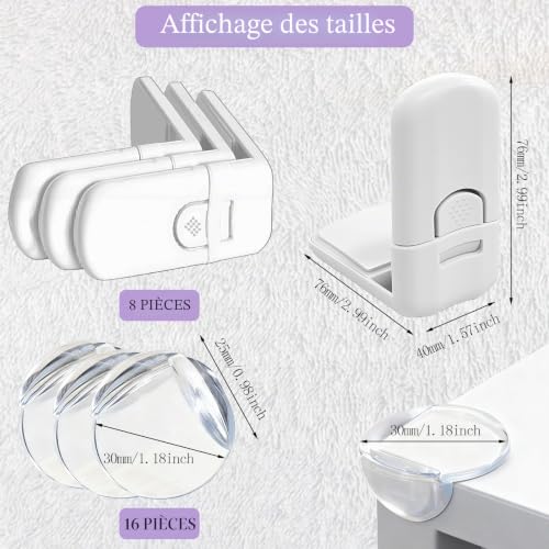 WZYTEU Lot de 24 protections de tiroir et coins pour bébé – vue 2