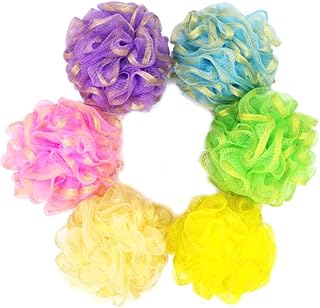 FRAVA Large Exfoliating Loofahs (4 Pack), Shower Sponges, Bath Sponges, Body Sponge, Shower Puff, Shower Loofah, Back Scrubber, Mesh Sponge, Bath Loofah, Bath Ball, Pouf (Purple, Green, Pink, Blue)
