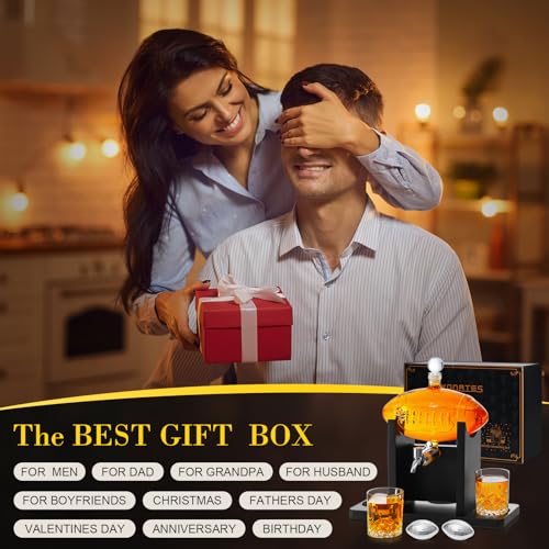 Football Whiskey Decanter Set for Men, Father Day Gift, Football Gifts for Men, 47oz Liquor Decanter Set with 2 Glasses + 2 Footballs Chillers, Birthday Gift for Father Husband Boyfriend Brother Coach — view 6