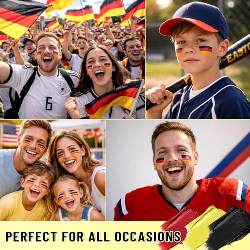 Image of BADCOLOR Germany Black Red Yellow Face Body Paint Stick Set, Oil Based Sports Makeup Stick, Waterproof Sweatproof Face Paint for Football, Rugby, Softball, Baseball, Lacrosse, Sports Accessories