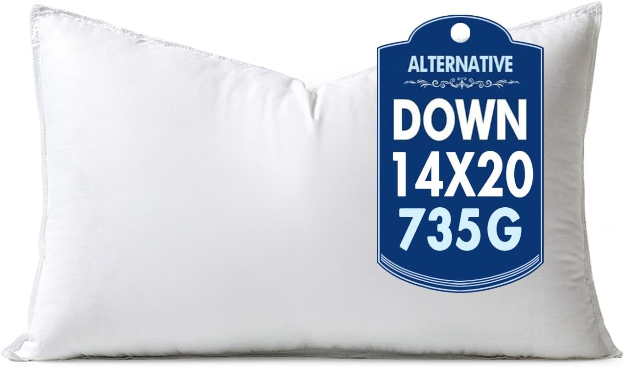 MIULEE 14x20 Down Alternative Pillow Insert Decorative Throw Pillow 14 x 20 Inch Body Bed Sleeping Ultra Soft Fluffy Form for Sofa Couch Bed 1 14x20Inch (pack of 1)