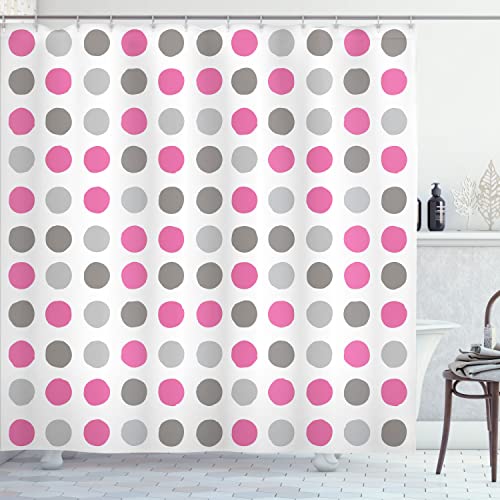 Ambesonne Geometric Shower Curtain, Traditional Retro Polka Dots Design European