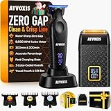 9000 RPM Razor-Sharp Zero Gap T Blade Hair/Beard Trimmer for Men 3-Speed Leather-Wrapped Close Shave Foil Shaver Cordless Travel Pouch USB-C Rechargeable Fast Charging Base Charger Included
