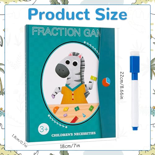 Bruchteil Puzzle,Magnetisches Buch Bruchteil Puzzle für Kinder,Magnetisches Bruchbuch,Bruchrechnen Magnet Material,Montessori Bruchrechnen für Kindergarten Grundschule Brüche Mathematik Lernmittel (B)