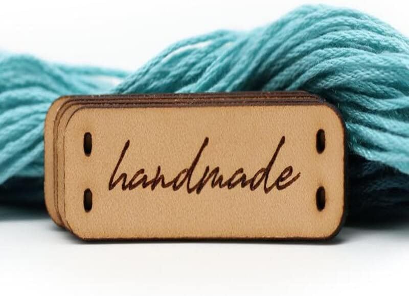 Custom Leather Labels, Knitted Items Label ， Clothing Labels，Labels for Knitted Products，Crochet Labels ，Logo Branding Tags, (Color: Custom Yellow lables)