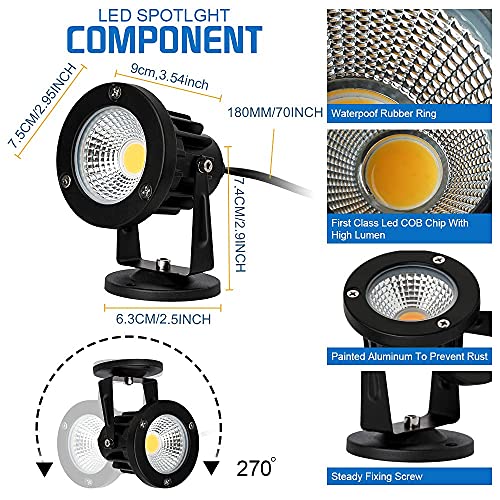 Eleglo 12W Led Spot Lights Indoor Uplight, Security Floor Spotlight,Ceiling Spotlight,120V Landscape Lights Ip66 Waterproof, Home,Garden,Yard With Us 2-Plug Warm White (2 Pack) #TOP3